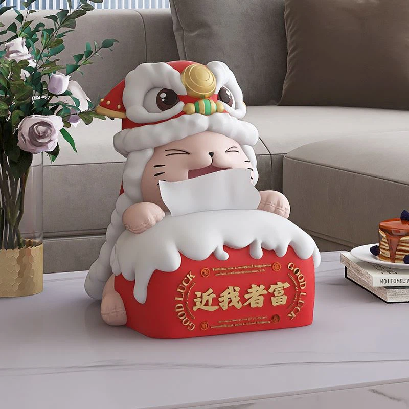 Cate With Dance Lion Hat Tissue Box